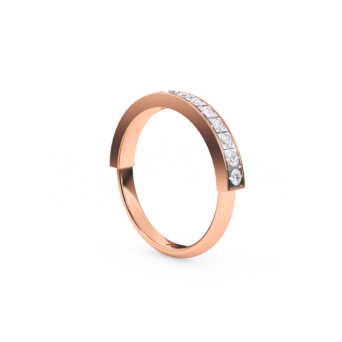 Delicate Two Tone Round Diamond Band For Her